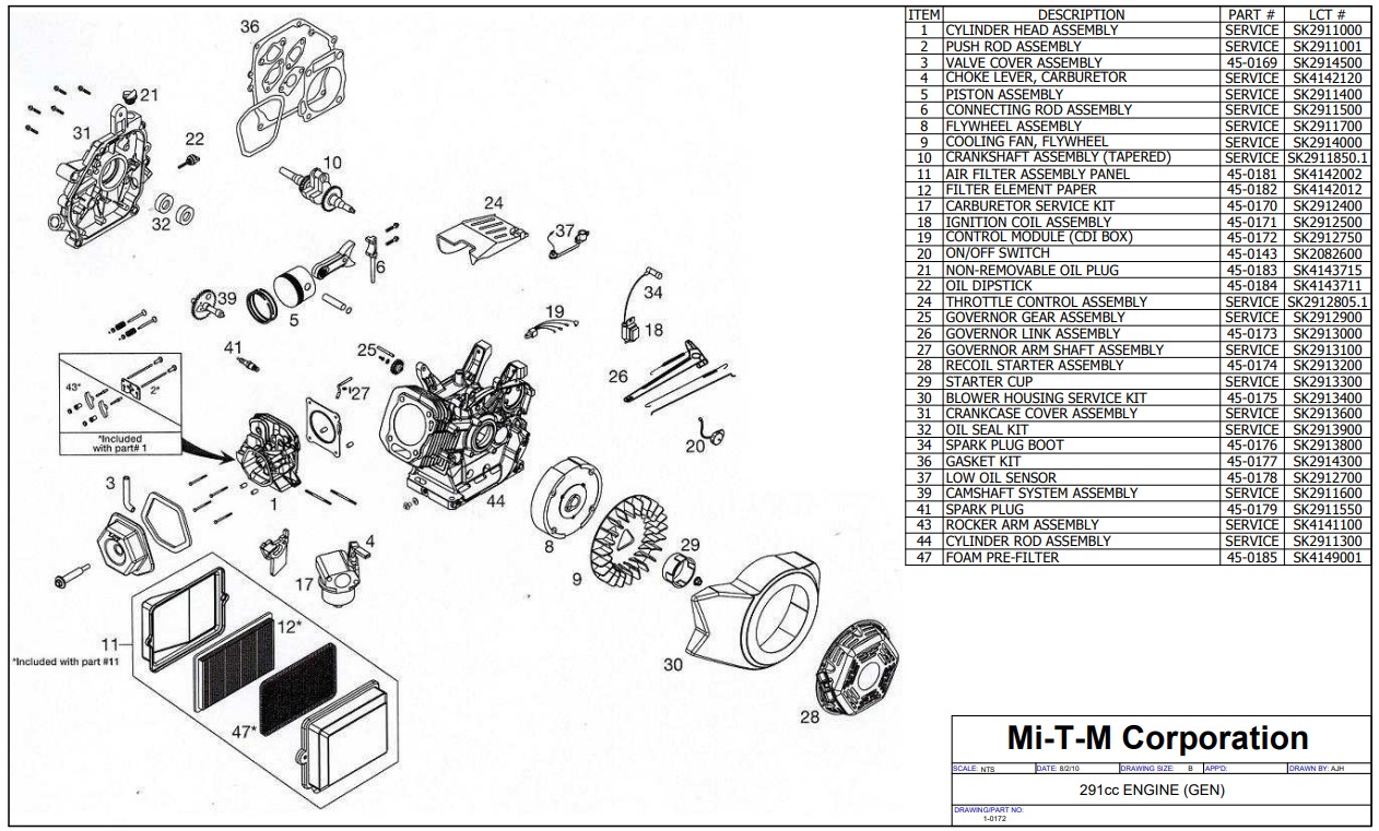 MITM LCT 1-0172 engine repair parts